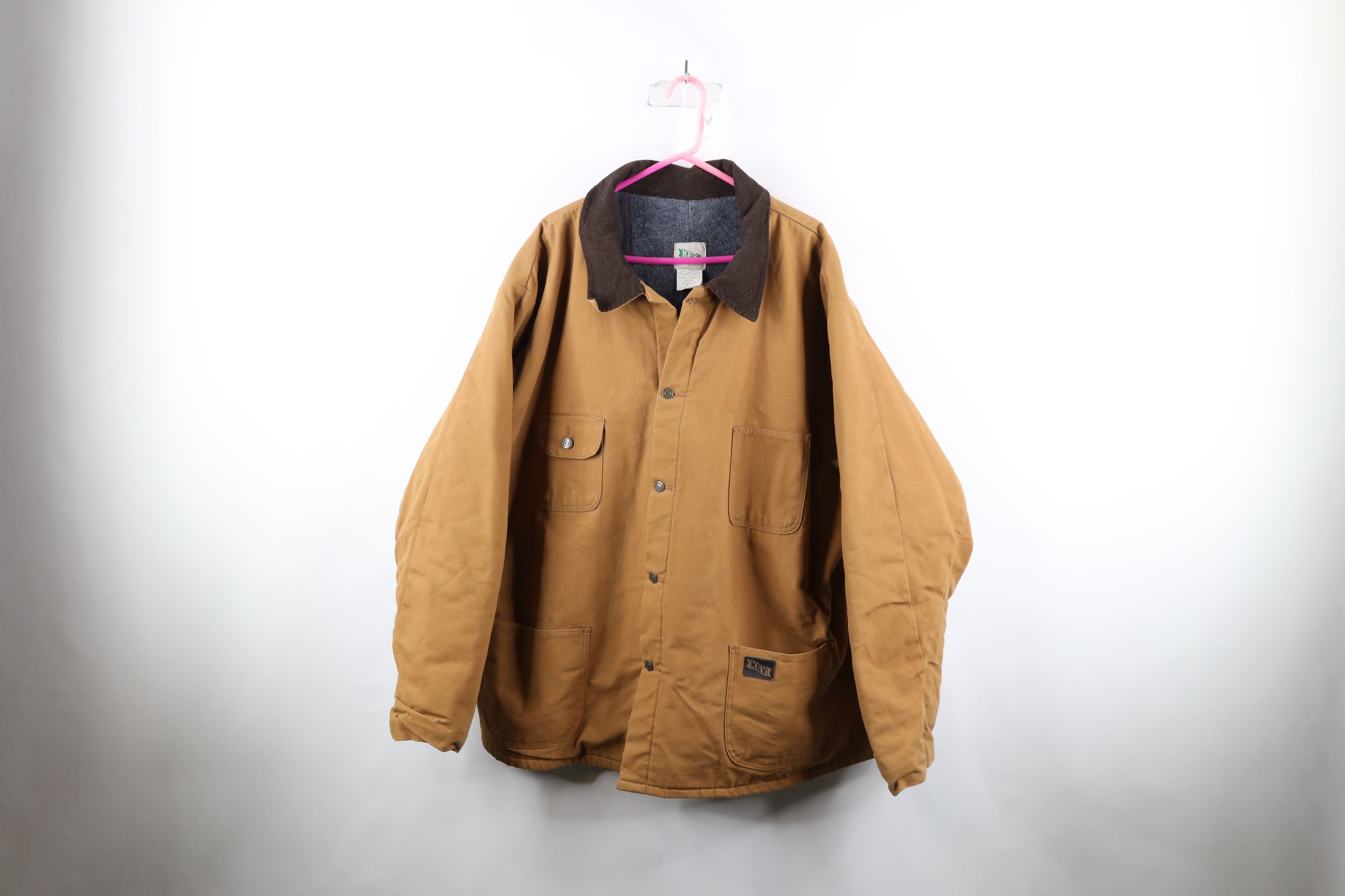 Image of Vintage 90's Streetwear Lined Canvas Chore Barn Jacket in Brown, Men's (Size 2XL)