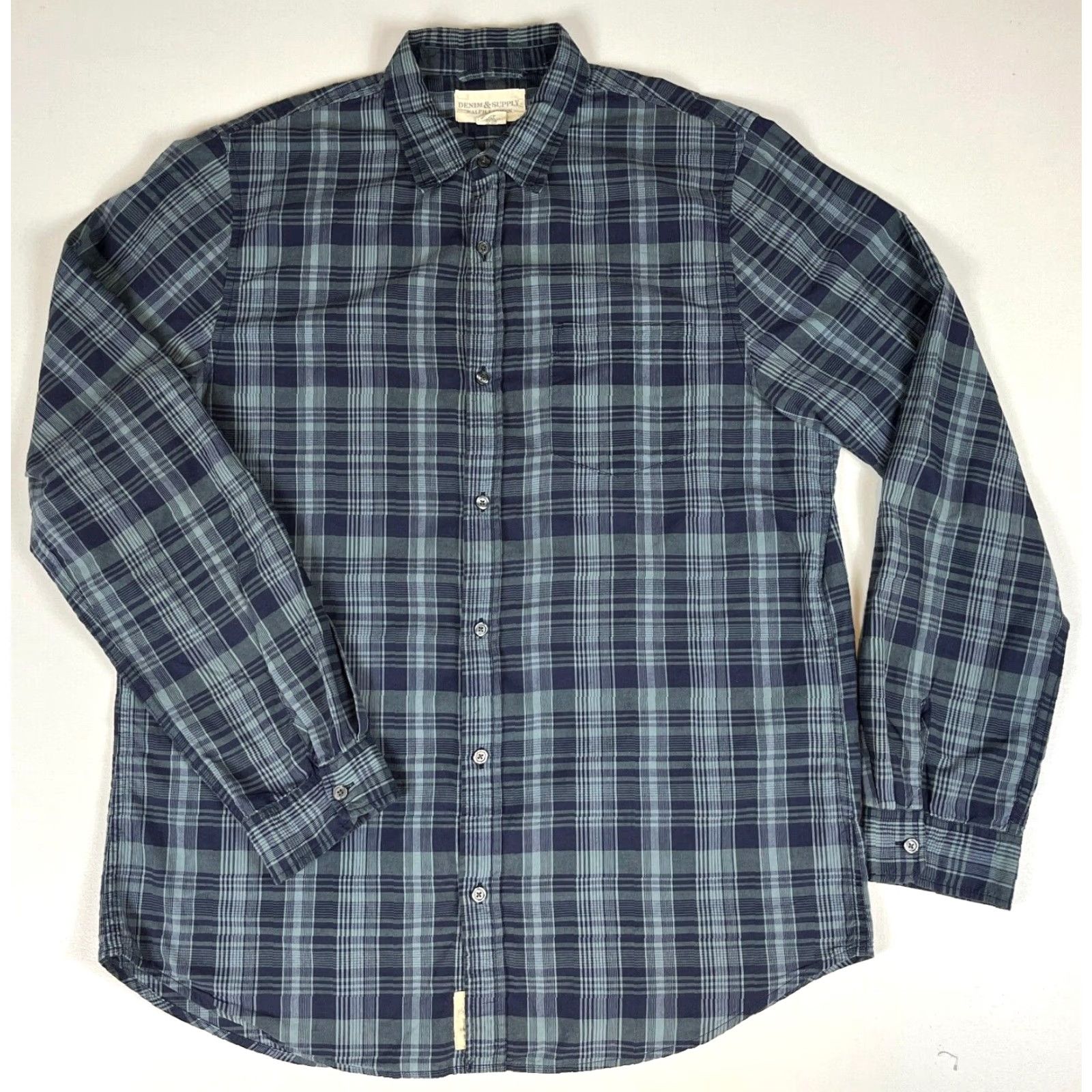 Vintage Ralph Lauren Denim & Supply Button-Up Shirt Plaid XL Mens Blue Cotton Long Sleeve Pocketed, Casual, Classic Fit Size US XL / EU 56 / 4 - 2 Thumbnail