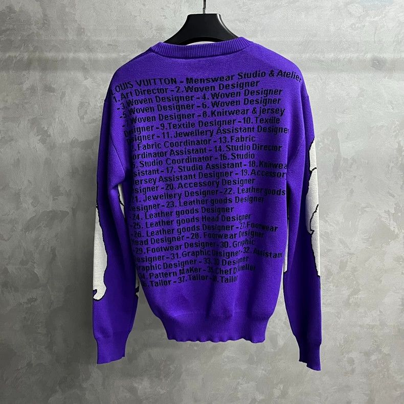 Louis Vuitton Louis Vuitton Purple Stick Figure Logo Jacquard Cartoon Cr Size US M / EU 48-50 / 2 - 2 Thumbnail