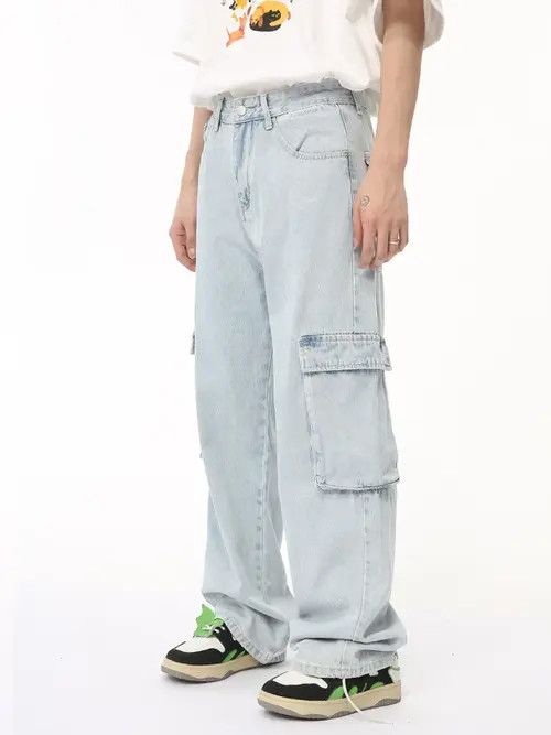 VIBE Blue Baggy Cargo Denim Jeans Size US 32 / EU 48 - 1 Thumbnail