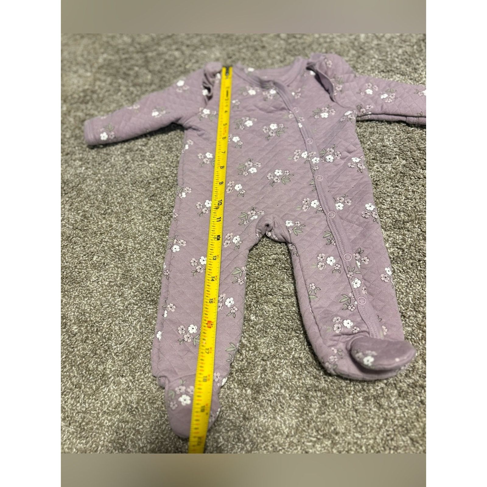 Badgley Mischka (Badgley Mischka) Quilted Purple Floral Romper:Size 0-3Month Size ONE SIZE - 6 Thumbnail