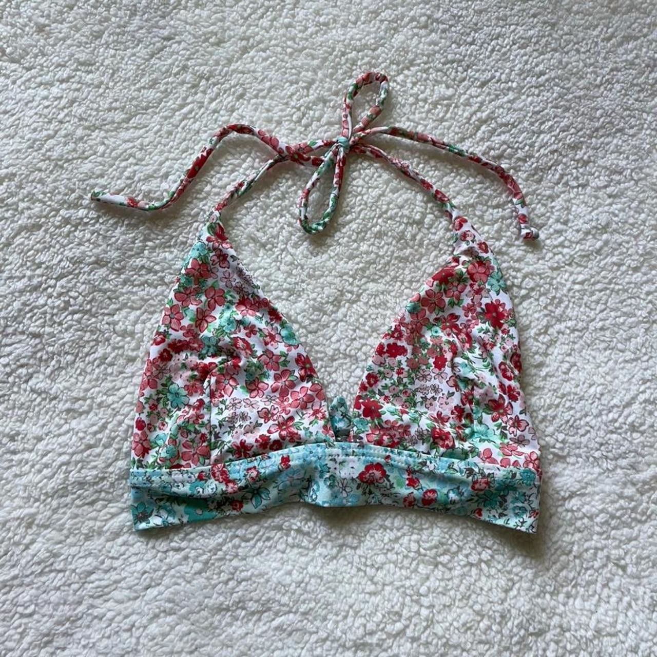 Vintage Floral bikini top with adjustable straps and tie back Size M / US 6-8 / IT 42-44 - 1 Thumbnail