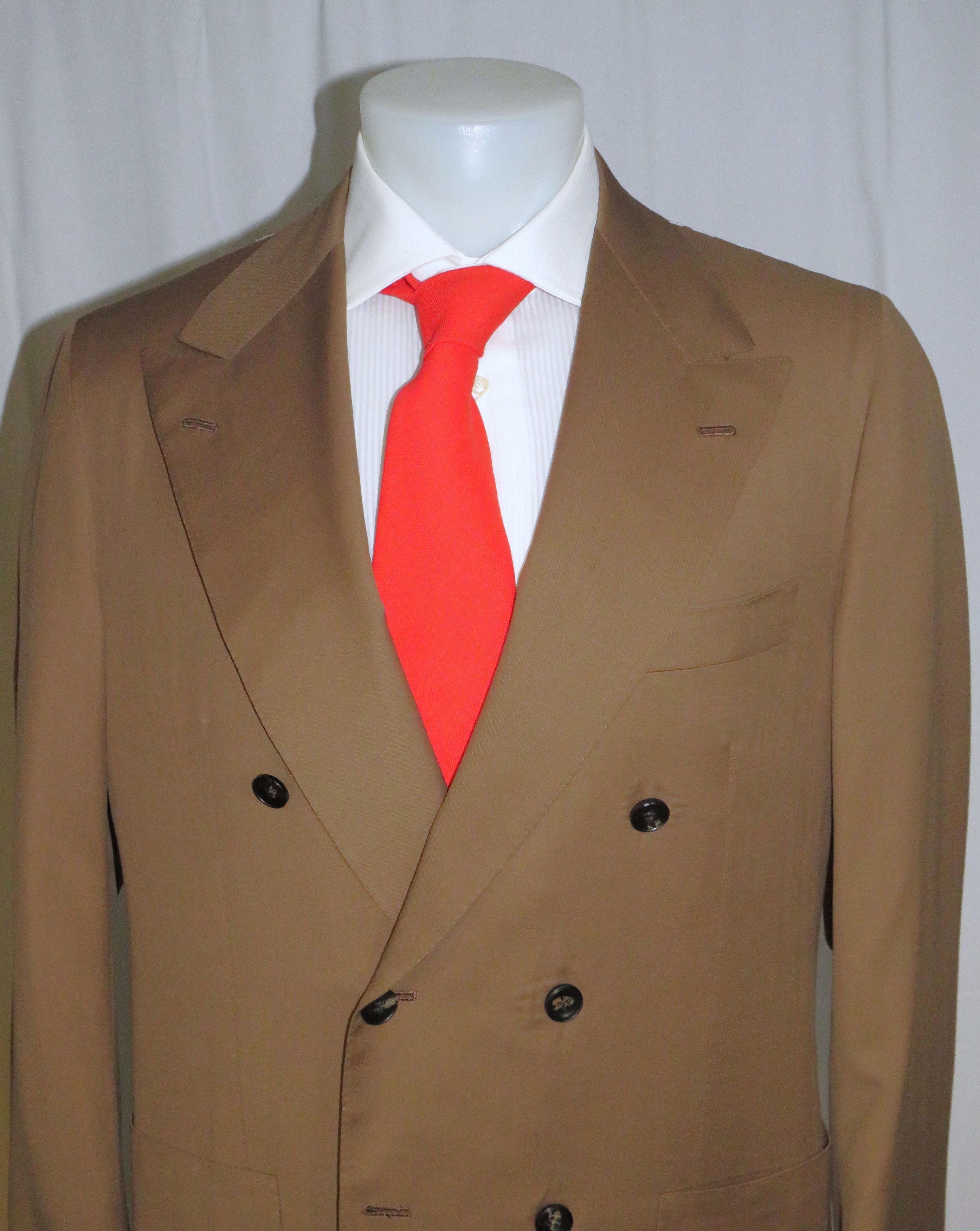 Kiton Custom Solid Brown Double Breasted Suit 45L NWT $12000 Size 46L - 4 Thumbnail