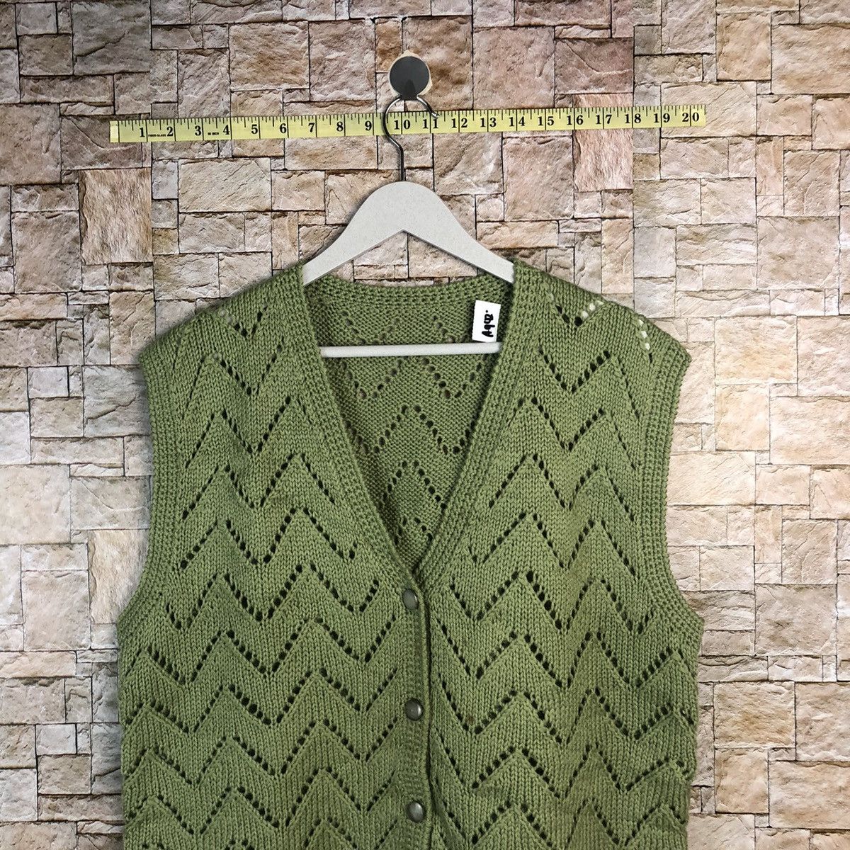 Homespun Knitwear × Japanese Brand × Vintage Japanese Brand Green Vest vintage crochet #A942 Size M / US 6-8 / IT 42-44 - 2 Thumbnail