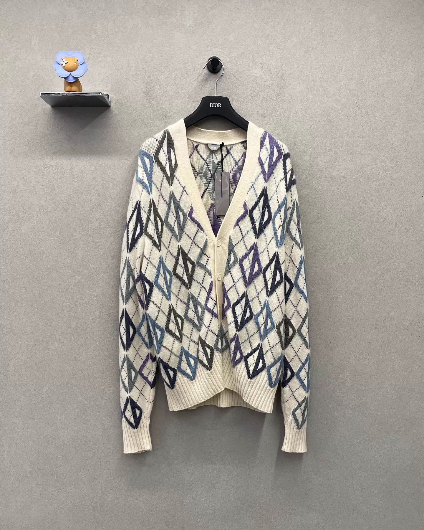 Dior Dior all-over diamond print knit cardigan M soft versatile Size US M / EU 48-50 / 2 - 1 Thumbnail