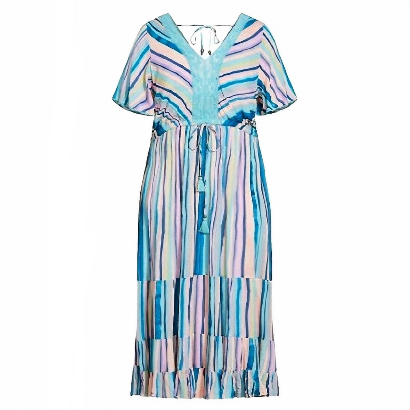 Avenue AVEOLOGY CROCHET ACCENT STRIPED GAUZE MAXI DRESS 14w ☆ NWT Size XL / US 12-14 / IT 48-50 - 7 Thumbnail