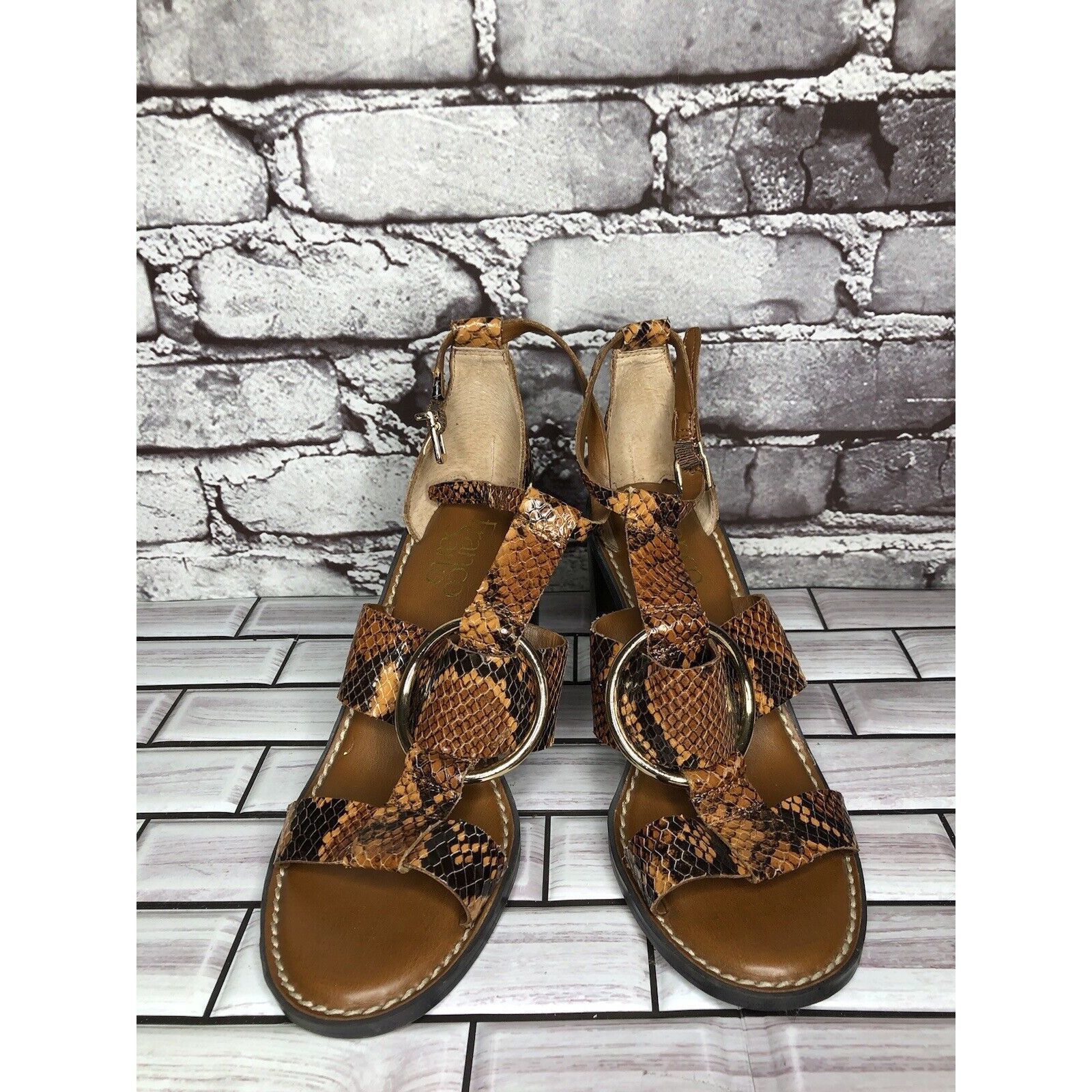 Other Franco Sarto Dandelion Snake Print Ankle Strappy Brown Leath Size US 6 / IT 36 - 21 Thumbnail