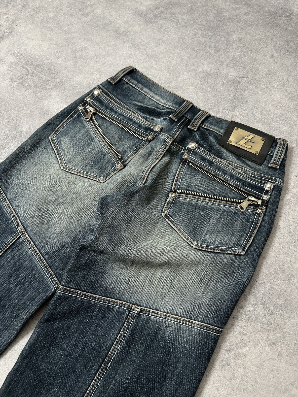 Japanese Brand Leonni washed dark blue flared jeans mens avant-garden Size US 34 / EU 50 - 10 Thumbnail