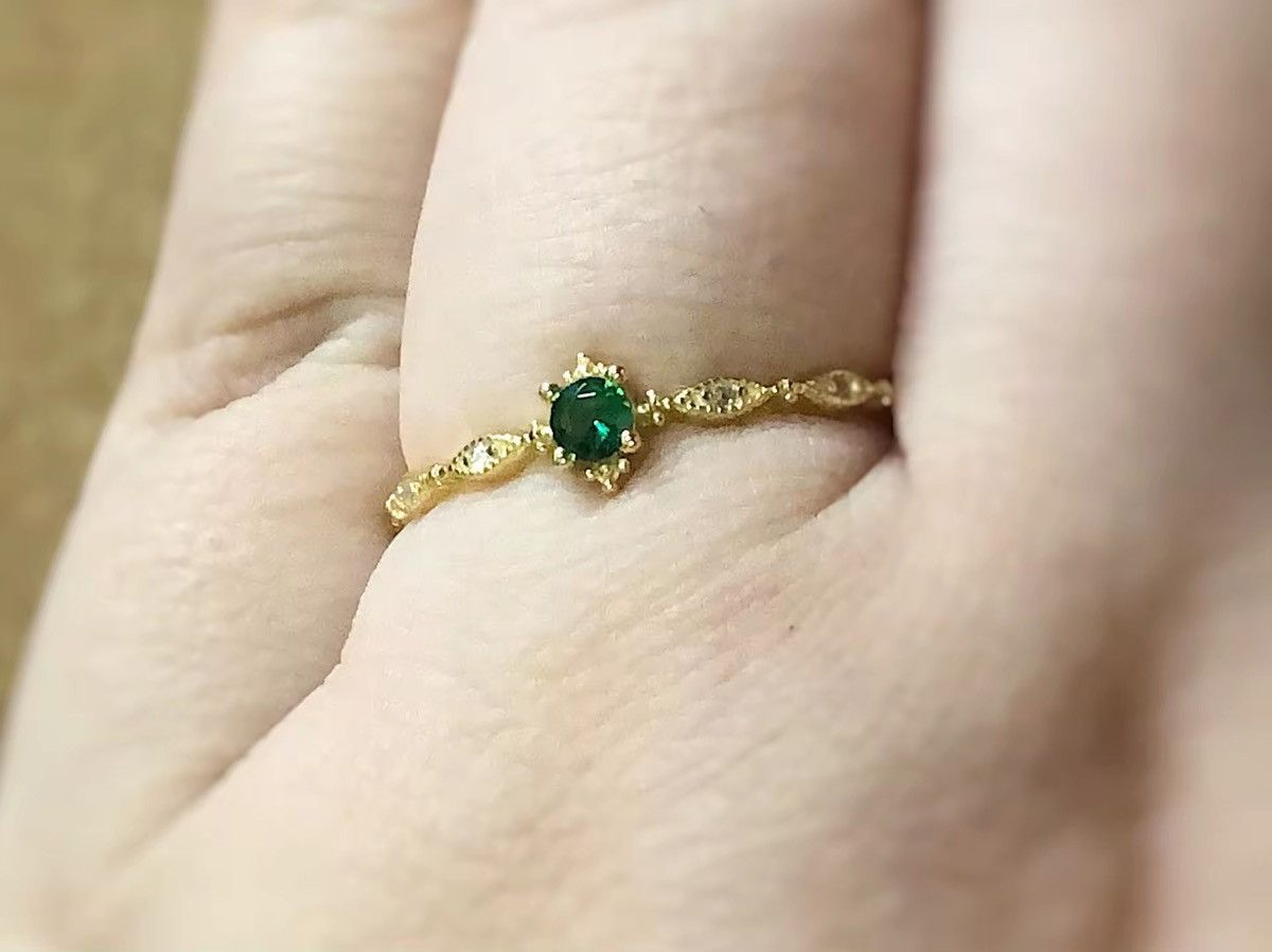 One Piece Simple Green Zircon Tail Ring (size 5-8) Size ONE SIZE - 3 Thumbnail