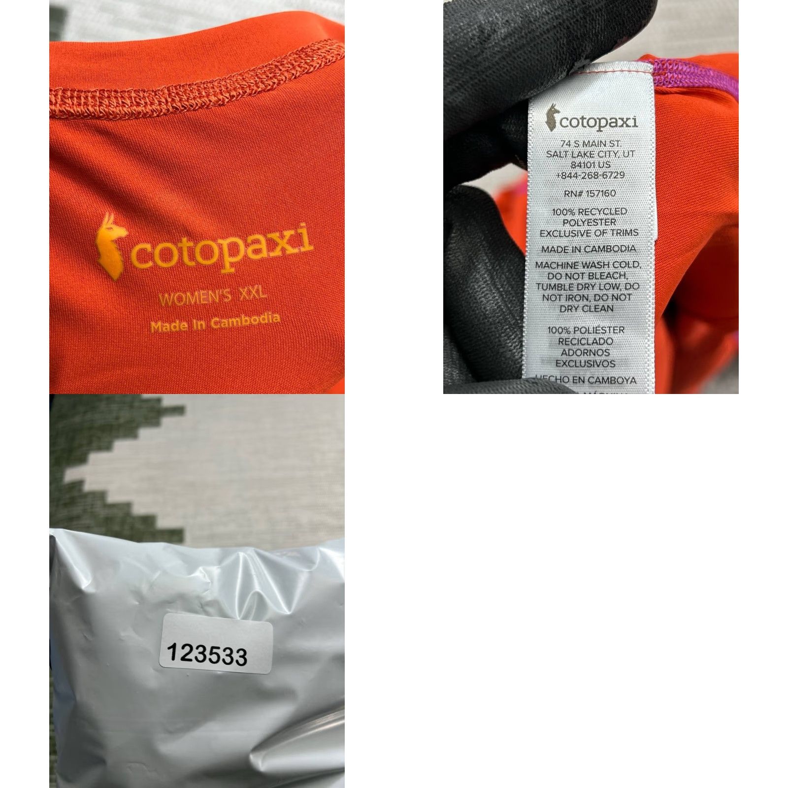 Cotopaxi Cotopaxi Fino Tech T Shirt Womens XXL Orange Logo Print Moisture Wicking Summer Size XXL / US 16-18 / IT 52-54 - 8 Thumbnail
