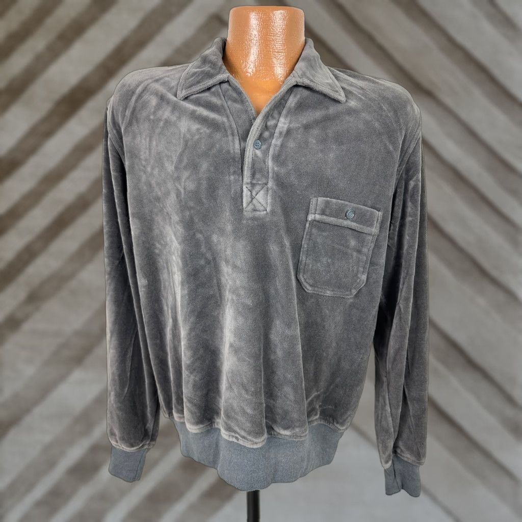 Vintage VINTAGE Montgomery Ward Sweatshirt 80s Velour Mens L Gray Collared Pockets Midweight Retro 80s Mens Size US L / EU 52-54 / 3 - 1 Thumbnail