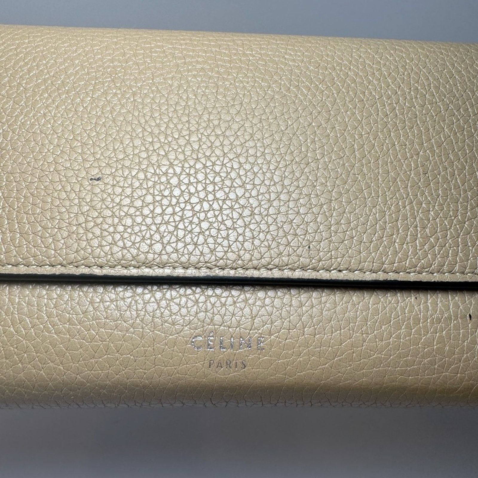 Celine Celine Large Flap Multifunction Wallet Taupe Pebbled Leather Size ONE SIZE - 13 Thumbnail