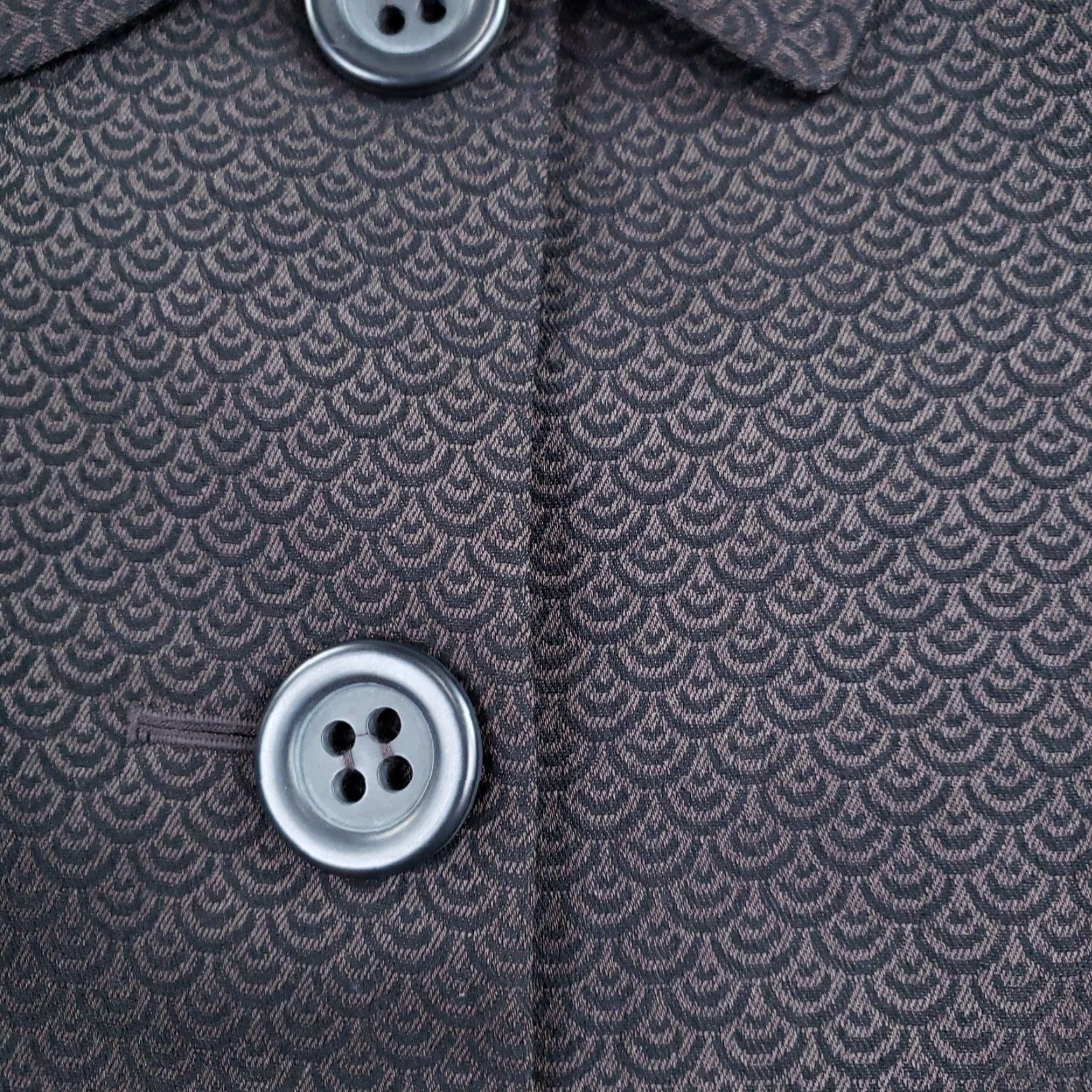Vintage Tahari Arthur S. Levine Coat Womens 8 Brown Geometric Mid-Length Collared Button Size M / US 6-8 / IT 42-44 - 6 Thumbnail
