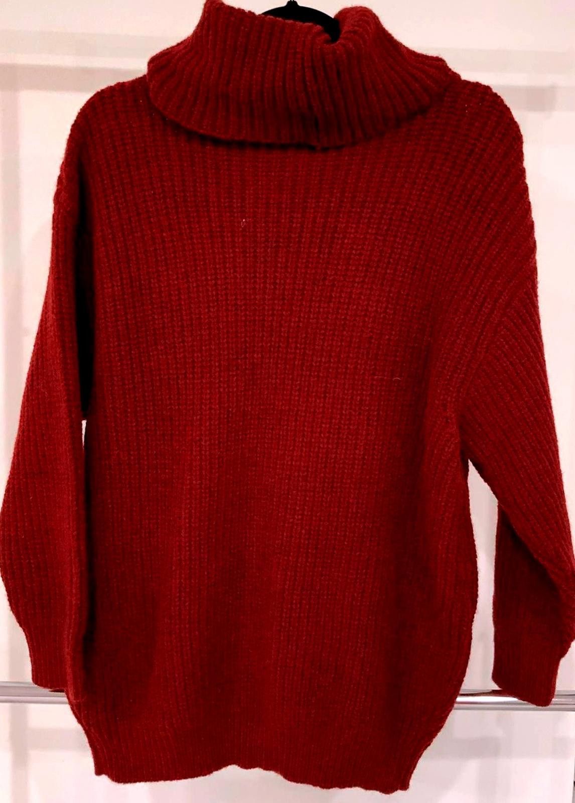 Lulus Lulus Cozy Wine Red Turtleneck Sweater, size L Size L / US 10 / IT 46 - 2 Thumbnail