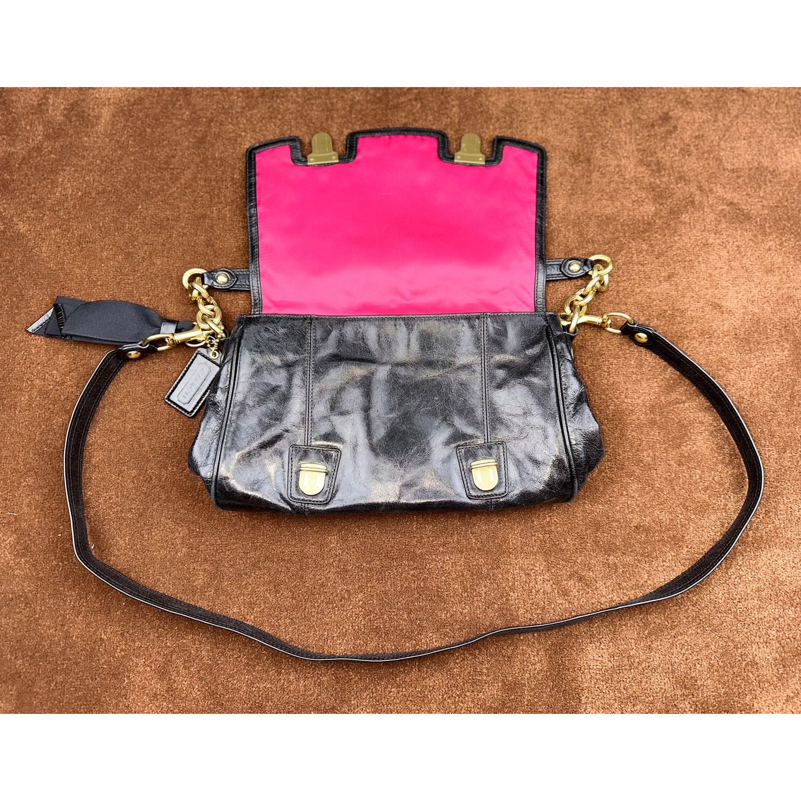 Coach Coach Poppy Black Leather Shoulder Bag No. D1169-17925 Size ONE SIZE - 2 Thumbnail