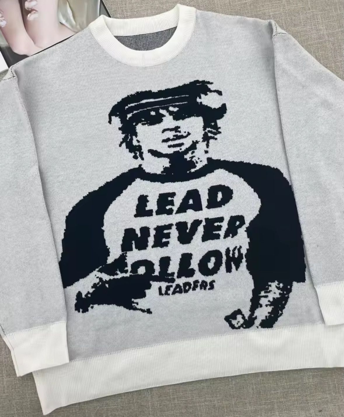 Other Retro Y2K Hip Hop Graffiti Jacquard Pullover Knit Sweater Size US XL / EU 56 / 4 - 3 Thumbnail