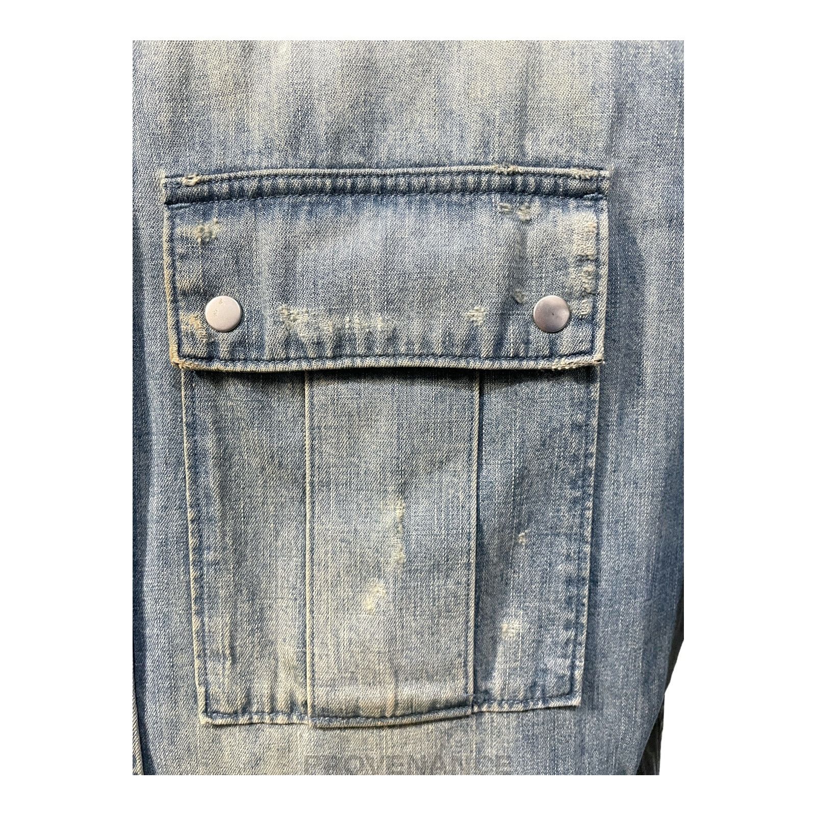 Balmain 🔴 Balmain Sample Denim Shirt - Destroyed Size US M / EU 48-50 / 2 - 5 Thumbnail