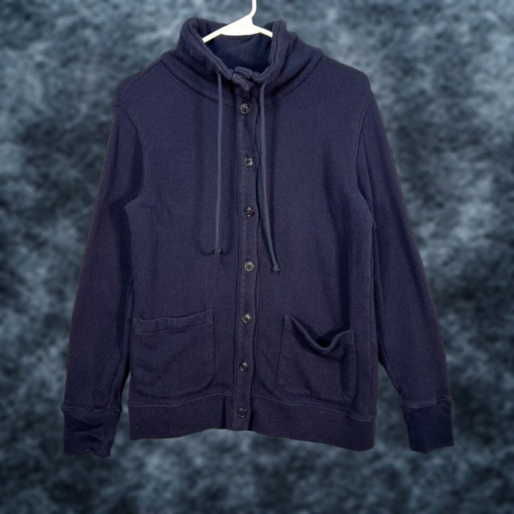J.Crew J.Crew Womens Medium Blue Button-Up Sweater Cardigan Knit Cotton Long Sleeve Drawstring Collar Casual M Womens Size M / US 6-8 / IT 42-44 - 1 Thumbnail