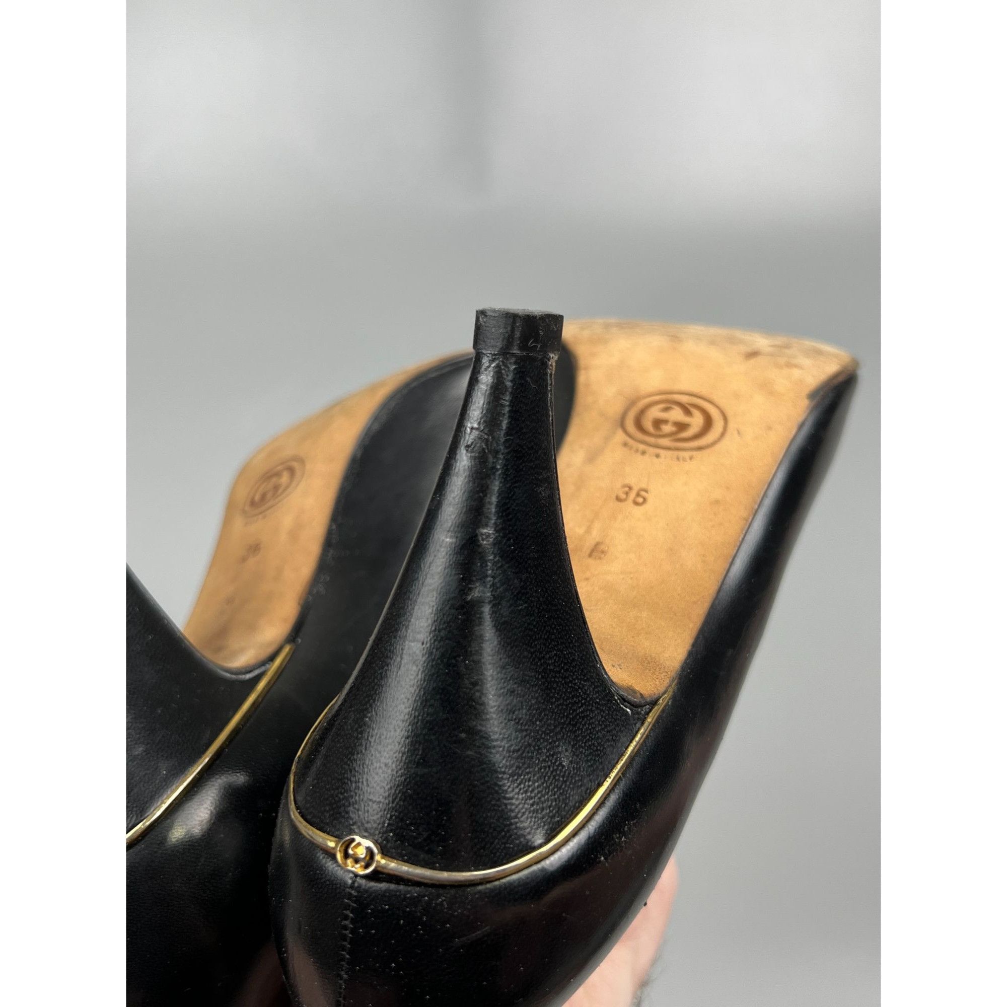 Gucci Gucci Vintage Pointed Toe Leather Pumps (Y1022) Size US 6 / IT 36 - 12 Thumbnail