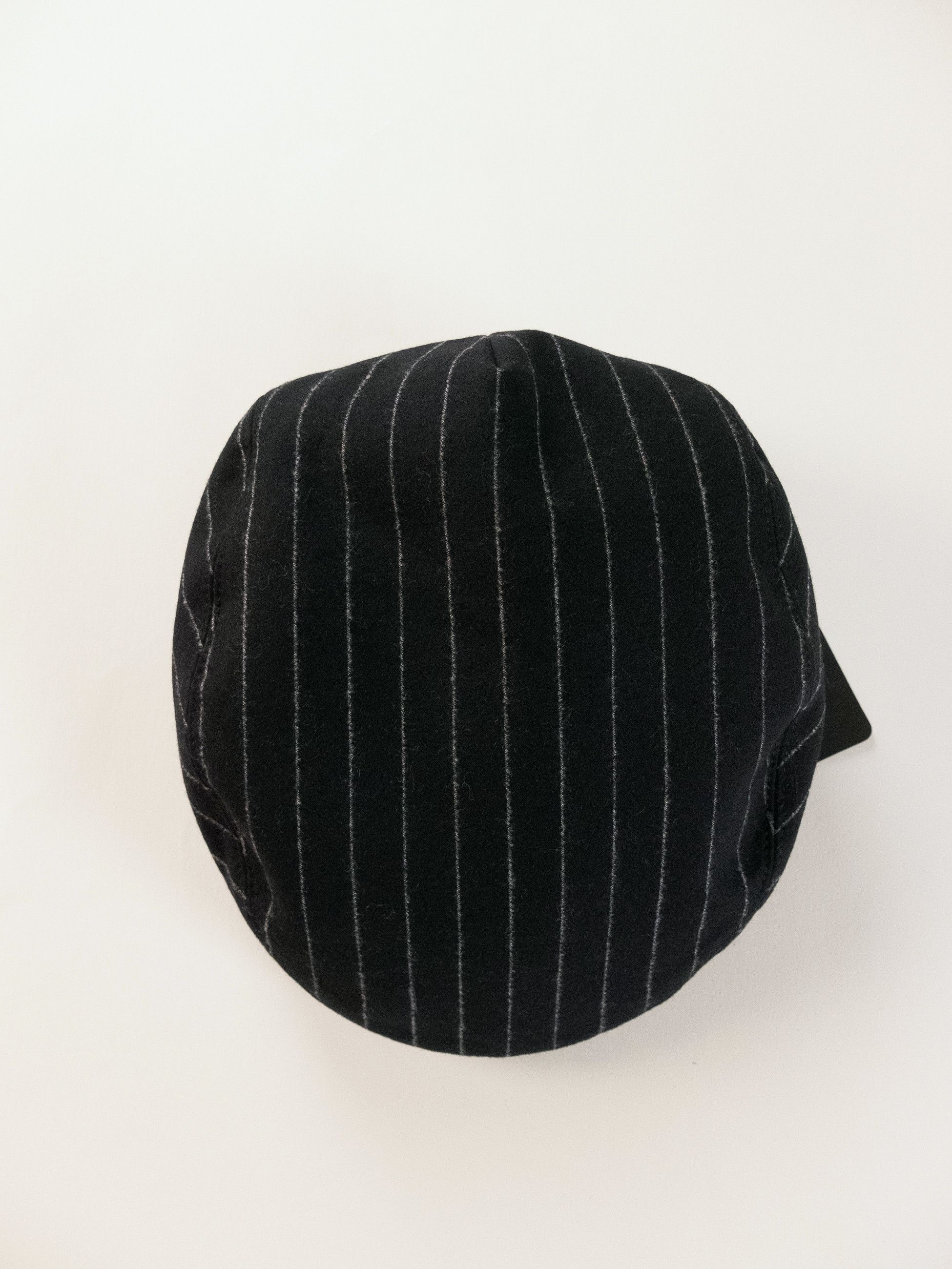 Dolce & Gabbana DOLCE & GABBANA black striped flannel wool flat cap hat Size ONE SIZE - 5 Thumbnail