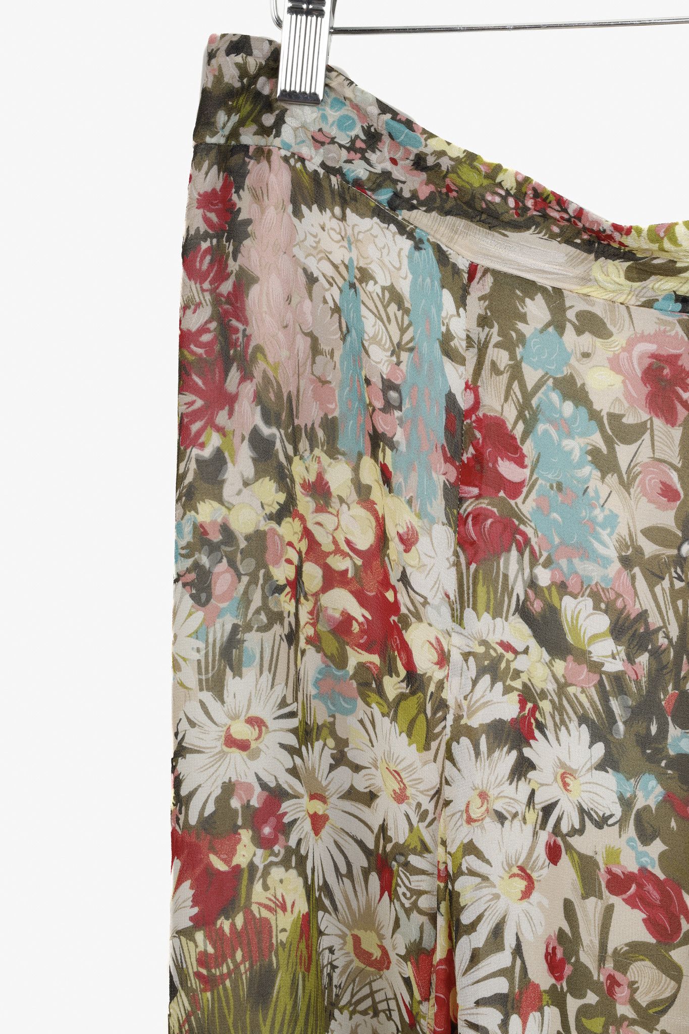 Kenzo Kenzo Vintage Floral Silk Flared Midi Skirt Size 31" - 5 Thumbnail