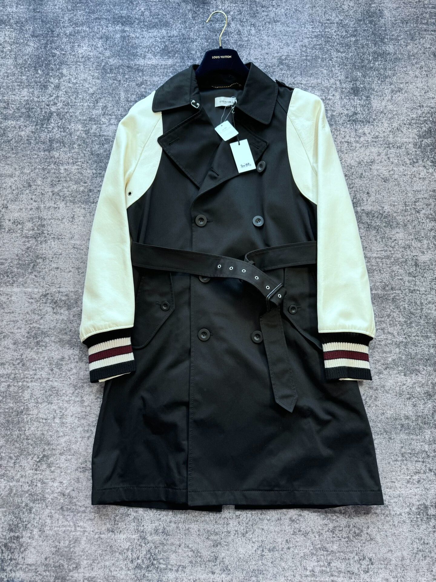 Coach Coach Black White Leather Sleeve Trench Coat Size US M / EU 48-50 / 2 - 1 Thumbnail