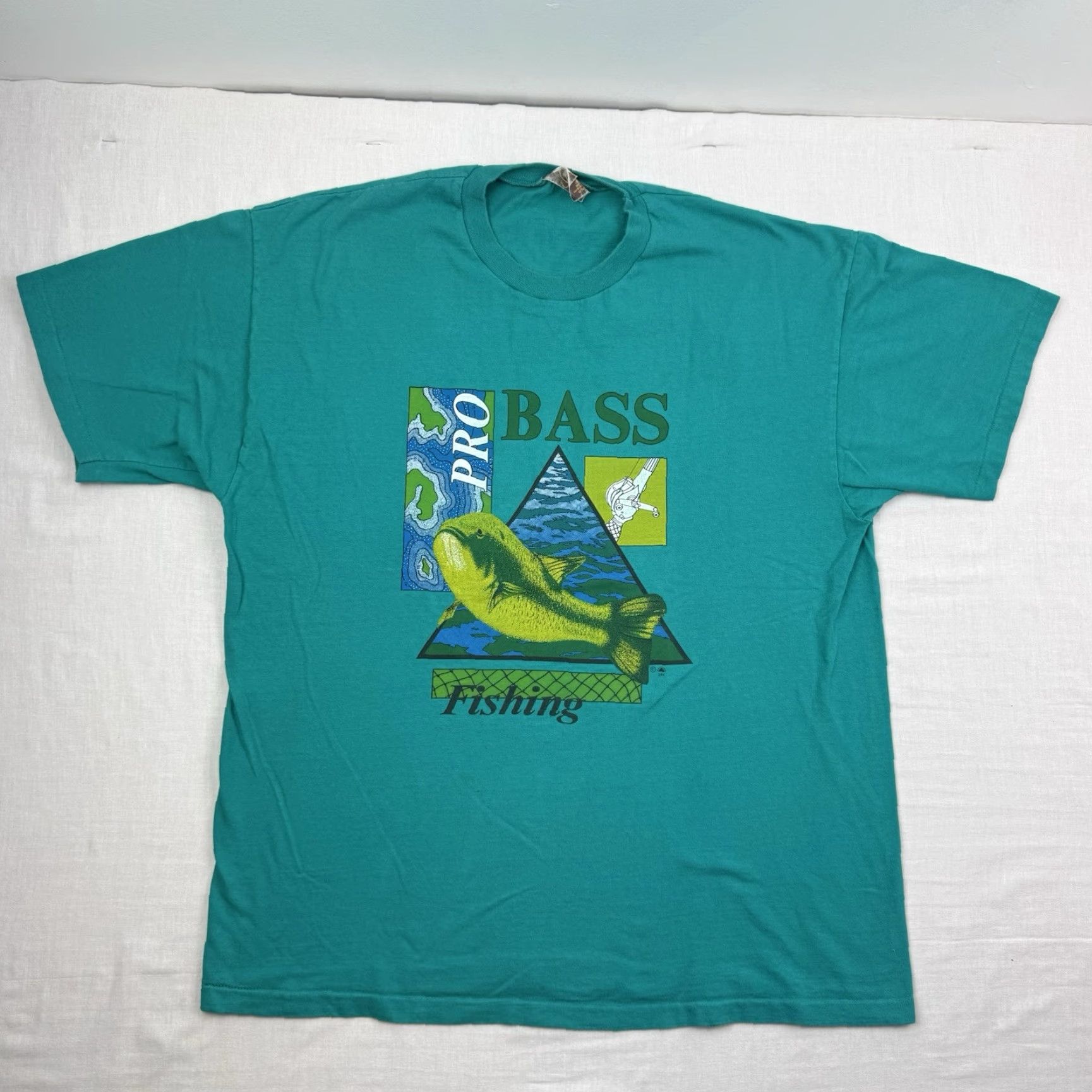 Vintage VINTAGE Cottonfields Bass Fishing T-Shirt Adult XL Blue Graphic Nature Sport 90s Mens Size US XL / EU 56 / 4 - 2 Thumbnail