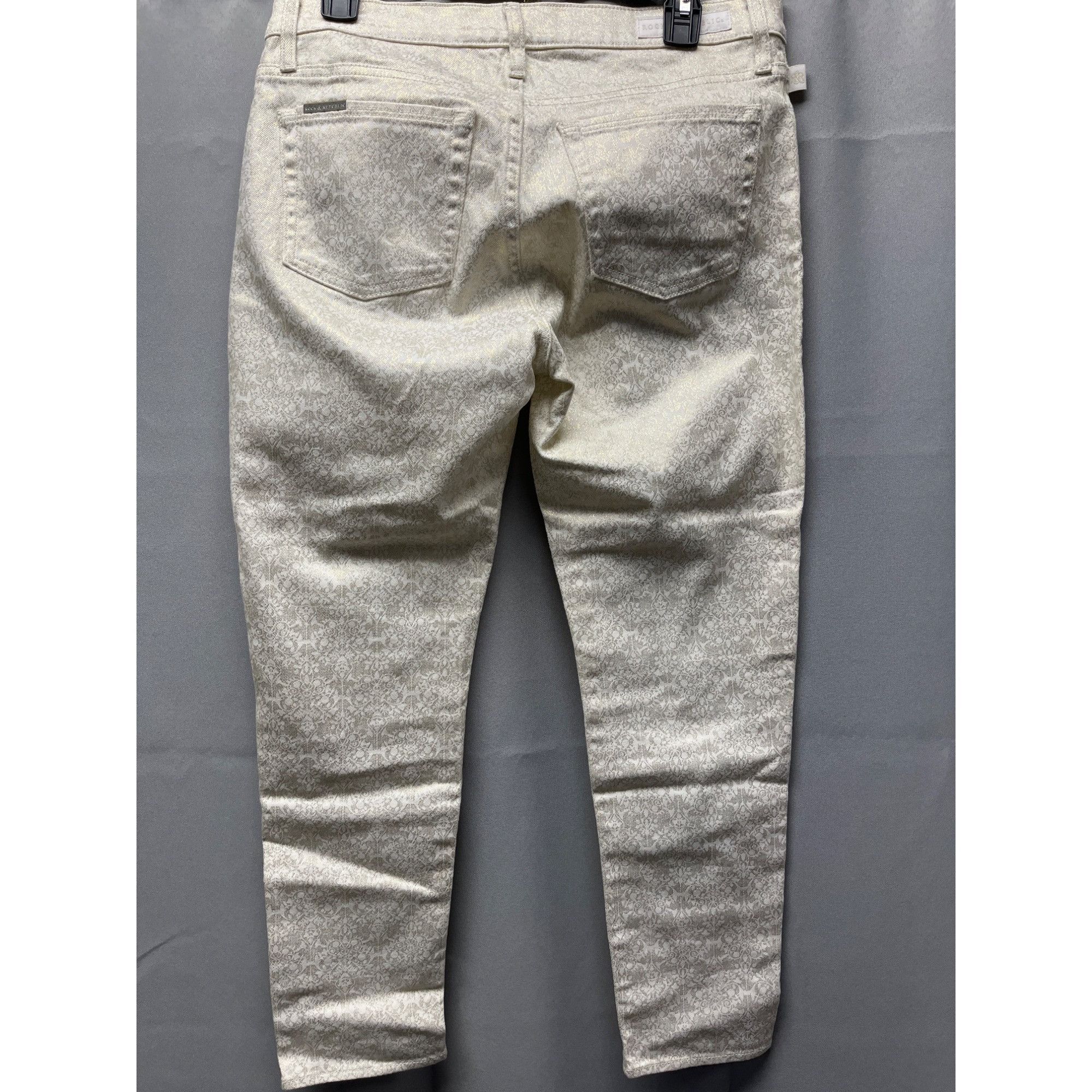 Rock & Republic Rock & Republic Women White & Gold Jeans Straight Size 10 (3 Size 32" / US 10 / IT 46 - 3 Thumbnail