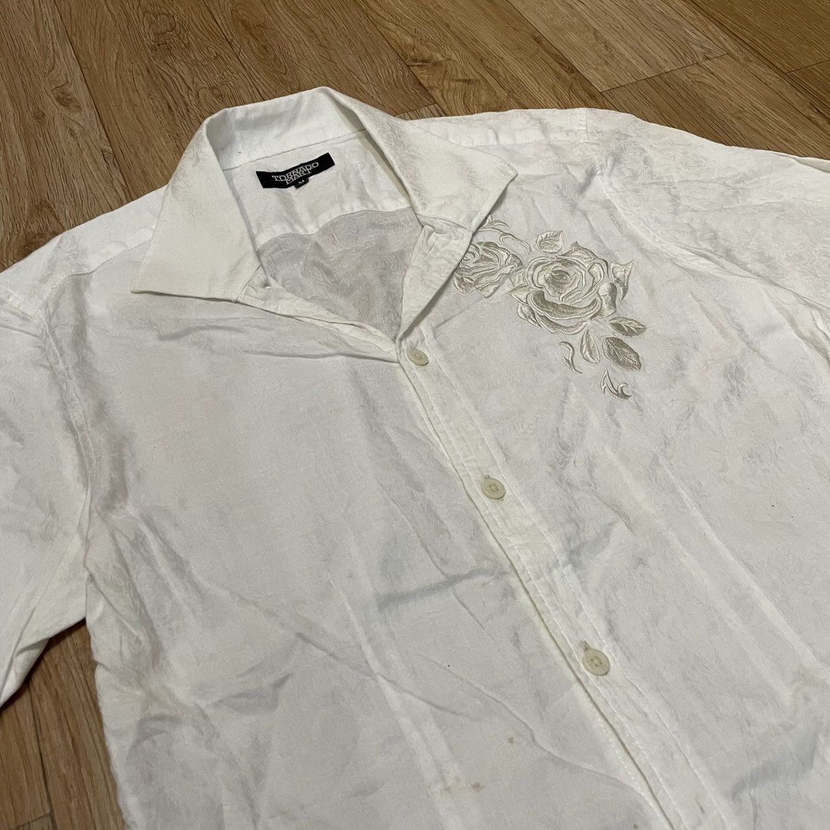 Tornado Mart Tornado Mart Button Up Slim Fit Shirt Rose Embroidery Size US M / EU 48-50 / 2 - 2 Thumbnail