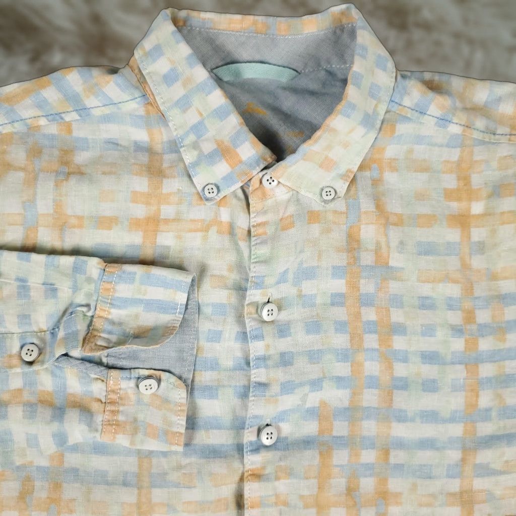 Tommy Bahama Tommy Bahama Shirt Mens Large Multicolor Plaid Linen Button-Up Beach Casual Mens Size US L / EU 52-54 / 3 - 1 Thumbnail