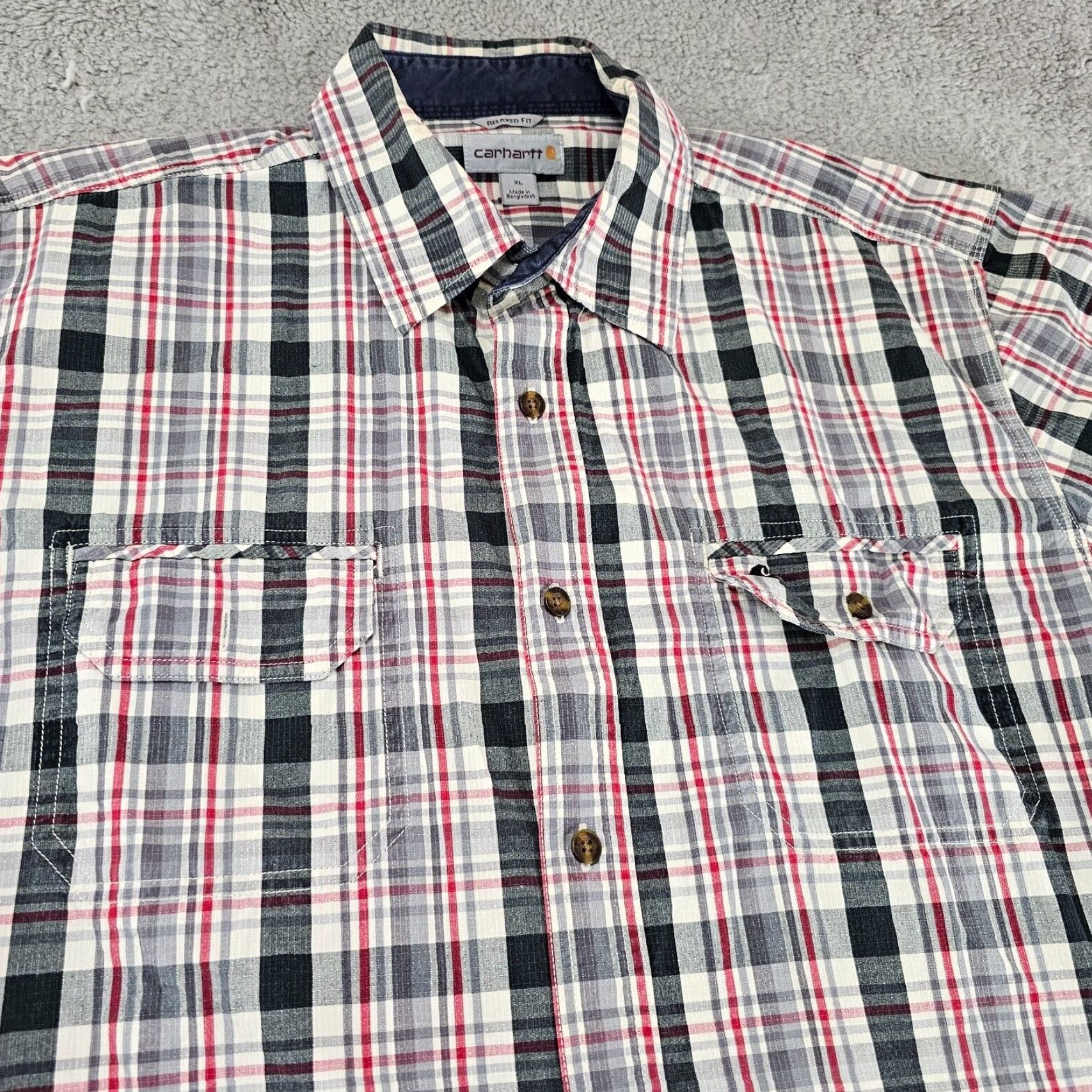 Carhartt Carhartt Shirt Mens XL Gray Plaid Relaxed Fit Workwear Cotton Button Up Size US XL / EU 56 / 4 - 2 Thumbnail