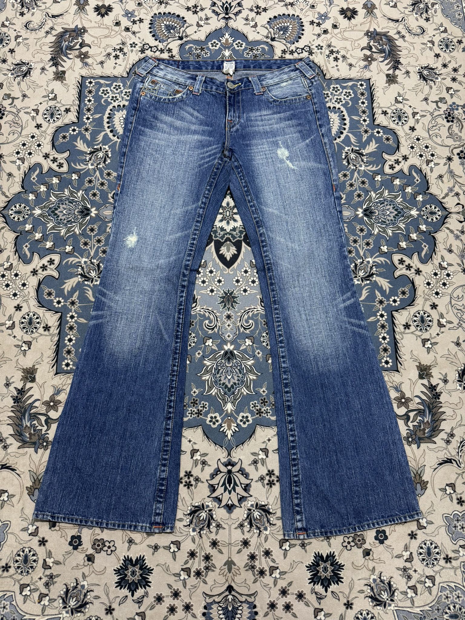 True Religion × Vintage Y2K Flare True Religion Bobby Distressed Jeans Size 32" / US 10 / IT 46 - 2 Thumbnail