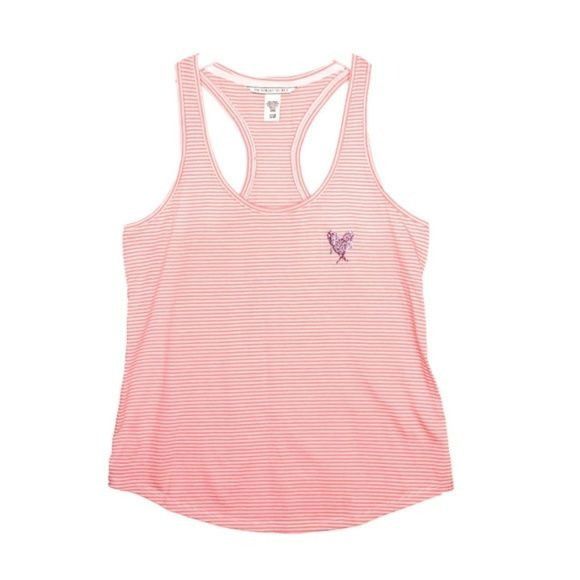 Victoria's Secret Victorias Secret Racerback Pink Striped Love Lounge Tank Top Size S / US 4 / IT 40 - 1 Thumbnail
