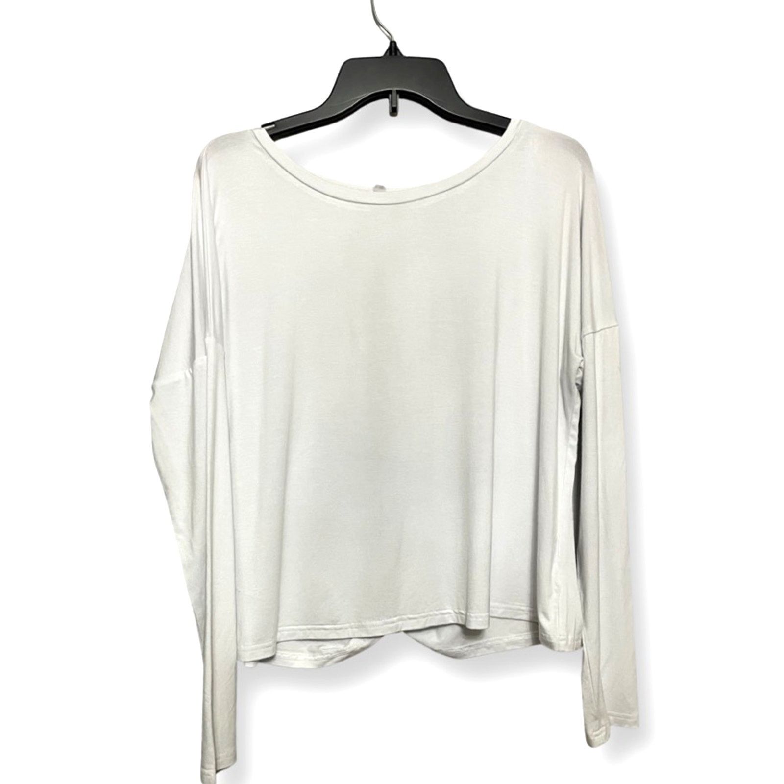 Other Blouse White Long Sleeve Boat Neck Twisted Back Cutout L Size L / US 10 / IT 46 - 1 Thumbnail