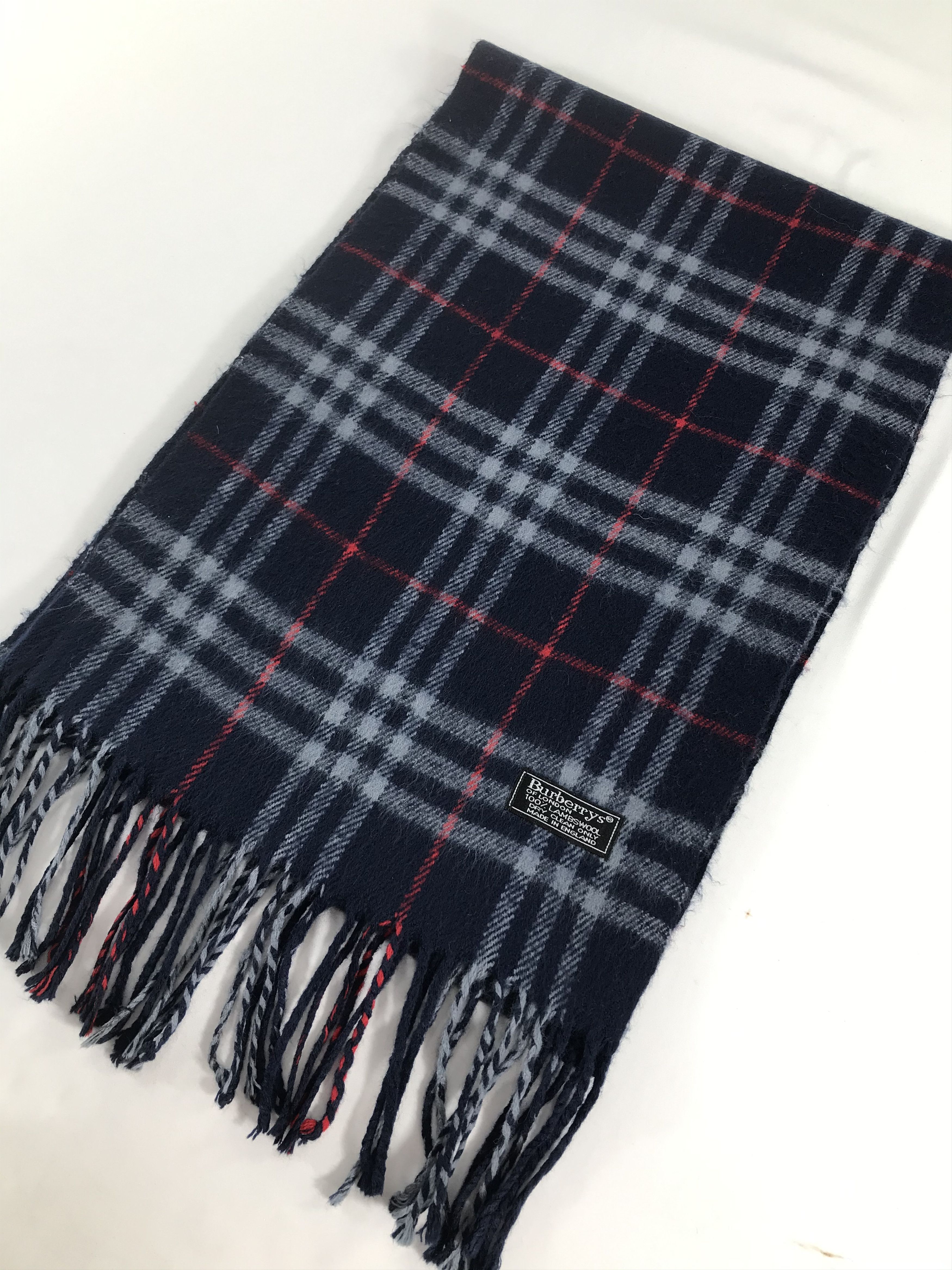 Burberry Burberrys Nova Check Blue Wool Scarf Muffler V517 Size ONE SIZE - 3 Thumbnail