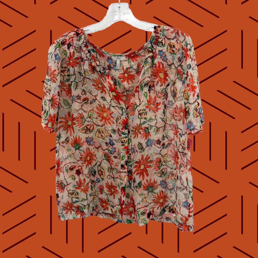 Joie Pre-Owned Joie Ivory Floral Button Down Size Medium Shirt Womens Size M / US 6-8 / IT 42-44 - 1 Thumbnail