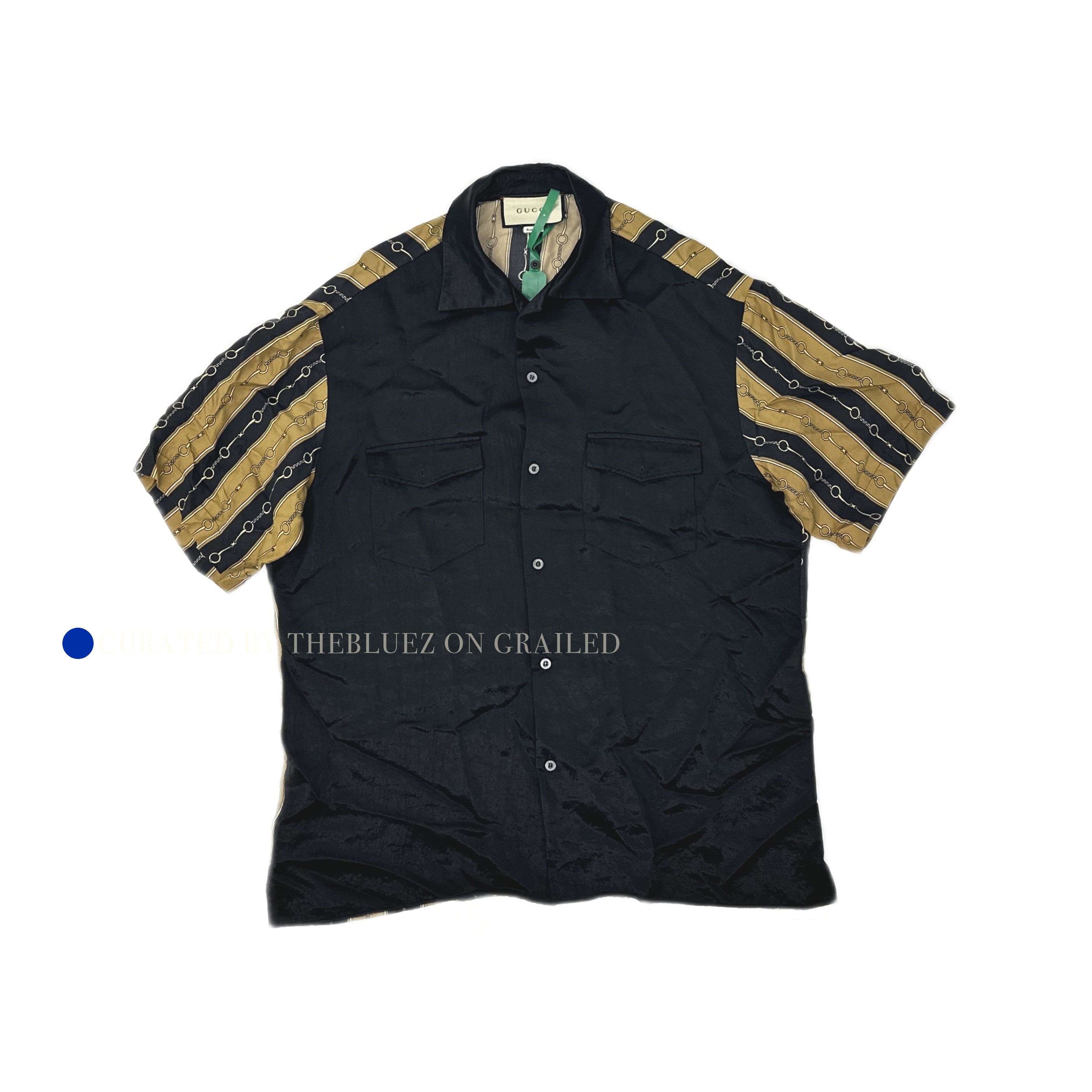 Gucci Black Chain Print Short Sleeve Shirt Size US M / EU 48-50 / 2 - 1 Thumbnail
