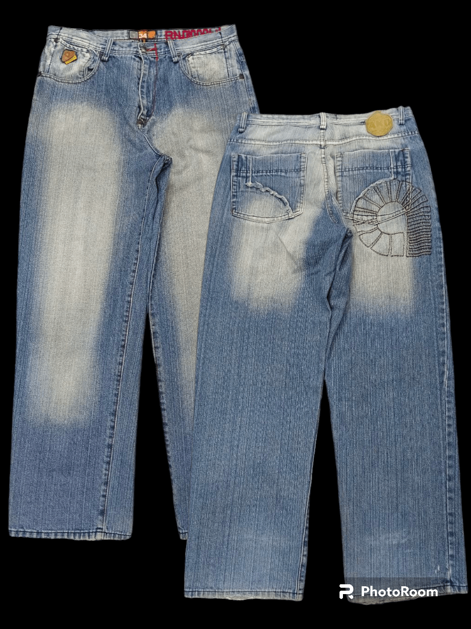 image of Distressed Denim x Hype Baggy Sickakademiks Denim Pants in Blue Distressed, Men's (Size 33)