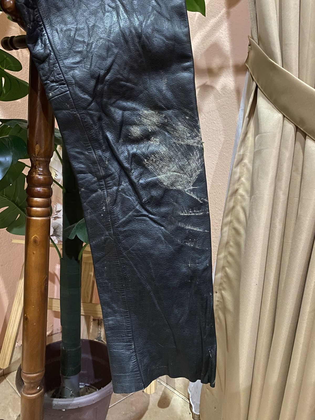 Genuine Leather Vintage NAVY RIDER Black Leather Biker Pant Genuine Leather Size US 29 - 4 Thumbnail