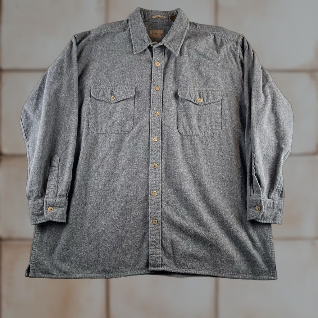 Vintage VINTAGE St. Johns Bay Shirt Mens XLT Gray Chamois Flannel Button Up Heavy LS 90s Size US XXL / EU 58 / 5 - 1 Thumbnail
