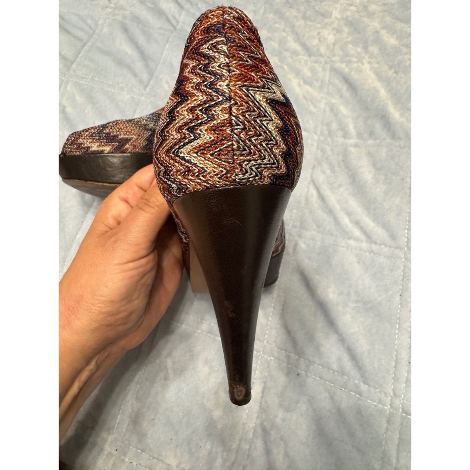 Missoni Missoni Women's Heels Size 37.5 Multicolor Zigzag Peep Toe Size US 7 / IT 37 - 6 Thumbnail