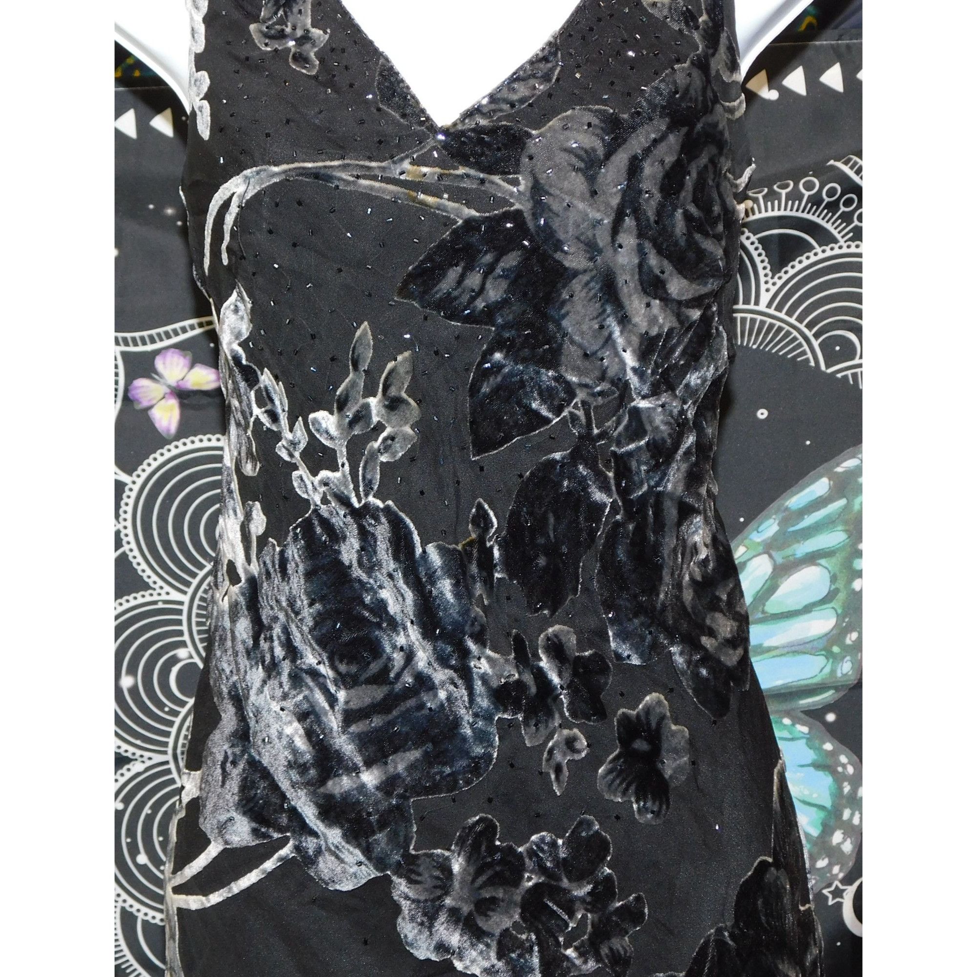 Other Dressbarn Burnt Velvet Beaded Floral Dress Size M / US 6-8 / IT 42-44 - 2 Thumbnail