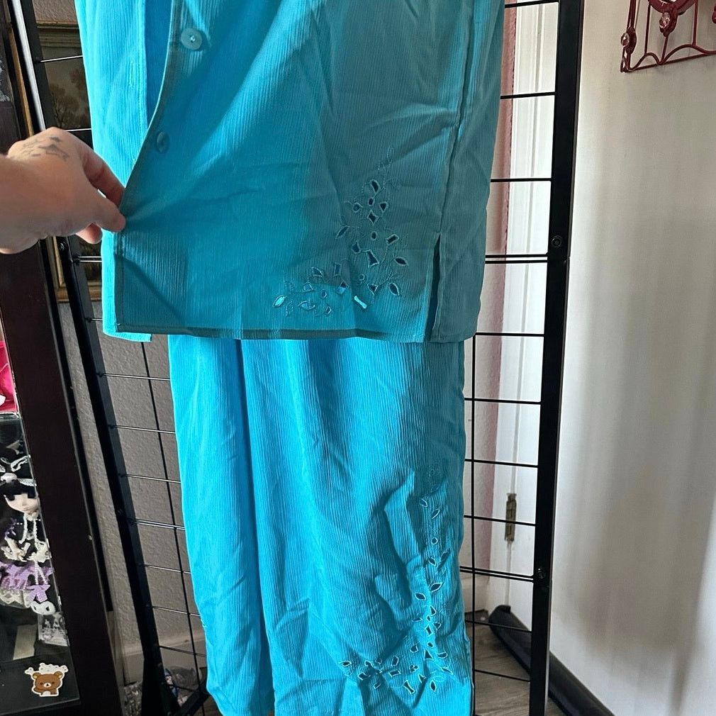 Other maggie sweet teal blue pants top cardigan set Size M / US 6-8 / IT 42-44 - 2 Thumbnail