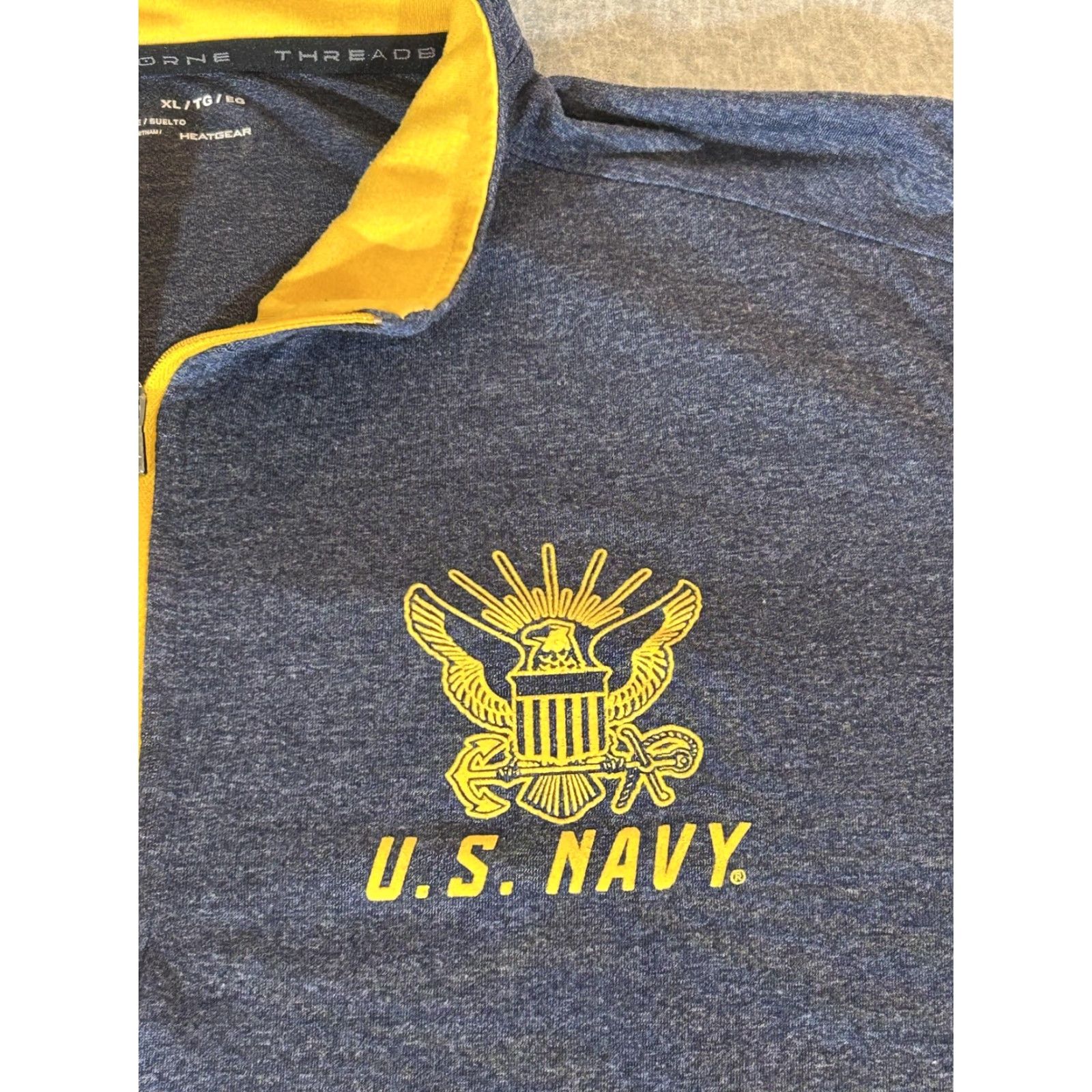 Under Armour VINTAGE US Navy Pullover Mens XL Blue 1/4 Zip Under Armour HeatGear Long Sleeve Shirt UA Size US XL / EU 56 / 4 - 2 Thumbnail