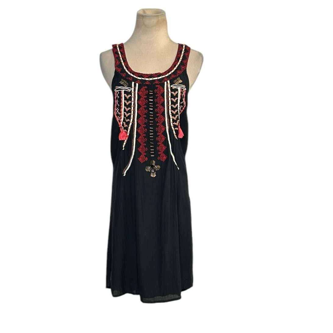 Free People Free People Black Majestic Moon Boho Mini Dress size Small Size S / US 4 / IT 40 - 1 Thumbnail