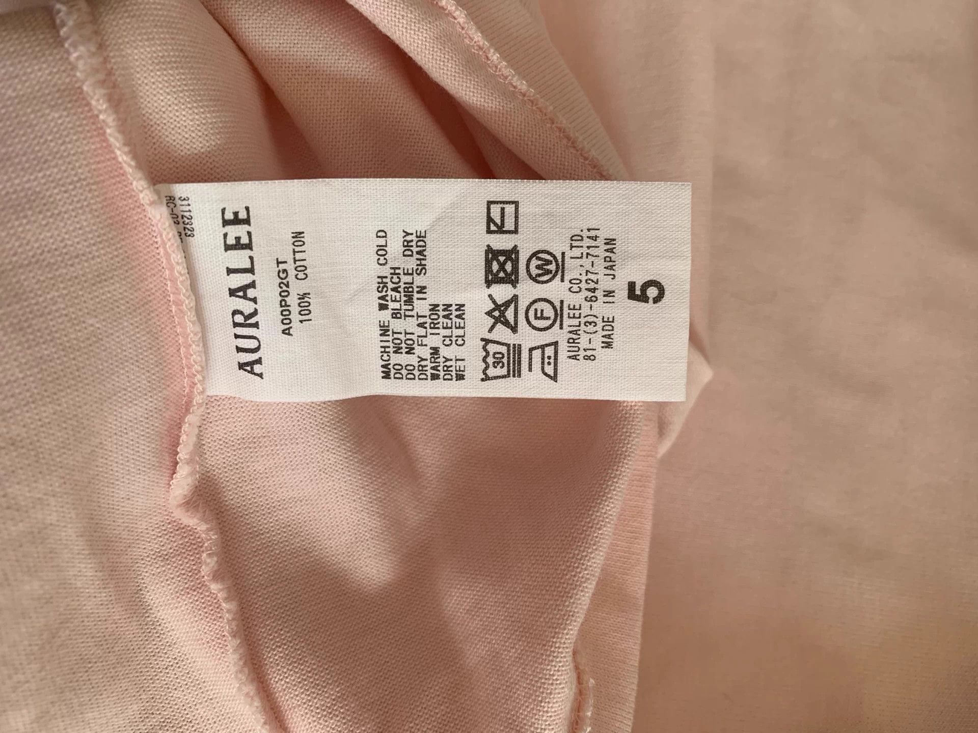 Auralee AURALEE LUSTER PLAITING TEE Relaxed SS Pink Pima Cotton Dye Size US XXL / EU 58 / 5 - 5 Thumbnail