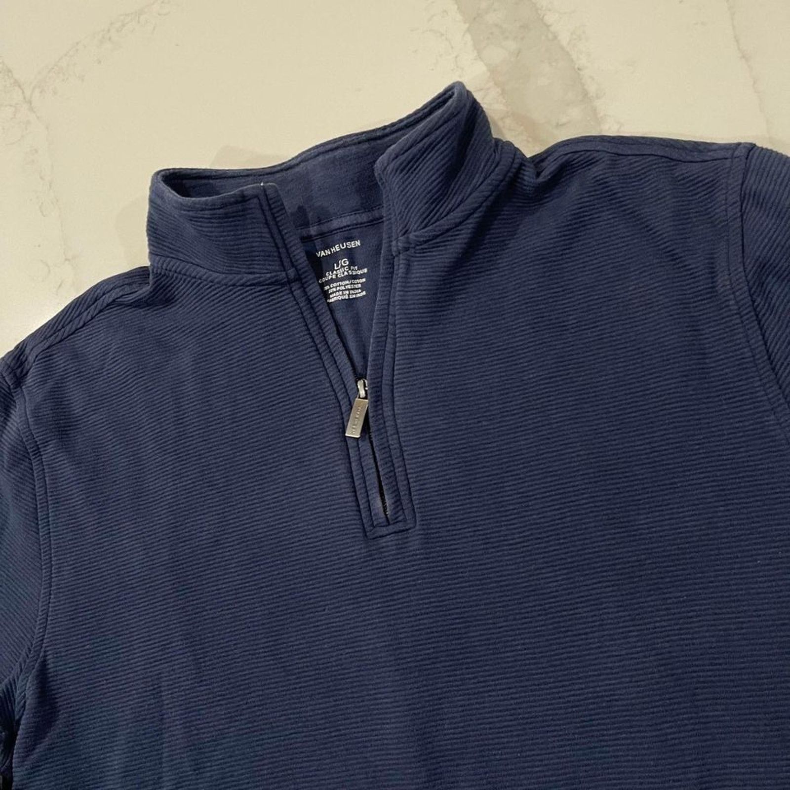 Van Heusen Van Heusen Classic Fit 1/4 Zip Pullover Sweater Men's Large Size US L / EU 52-54 / 3 - 2 Thumbnail
