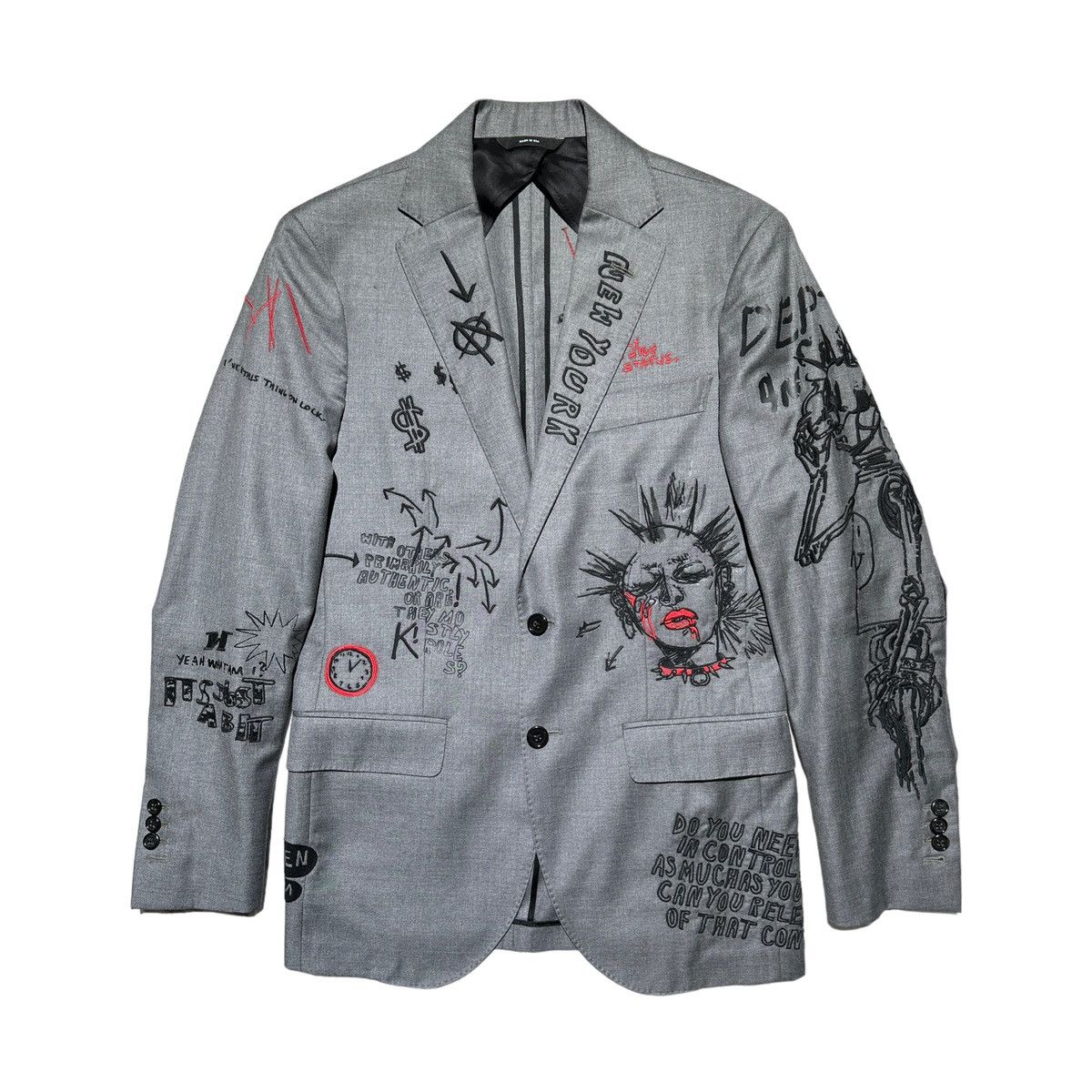 R13 $1,600 SS18 Scribble Doodle Punk blazer Size US M / EU 48-50 / 2 - 1 Thumbnail