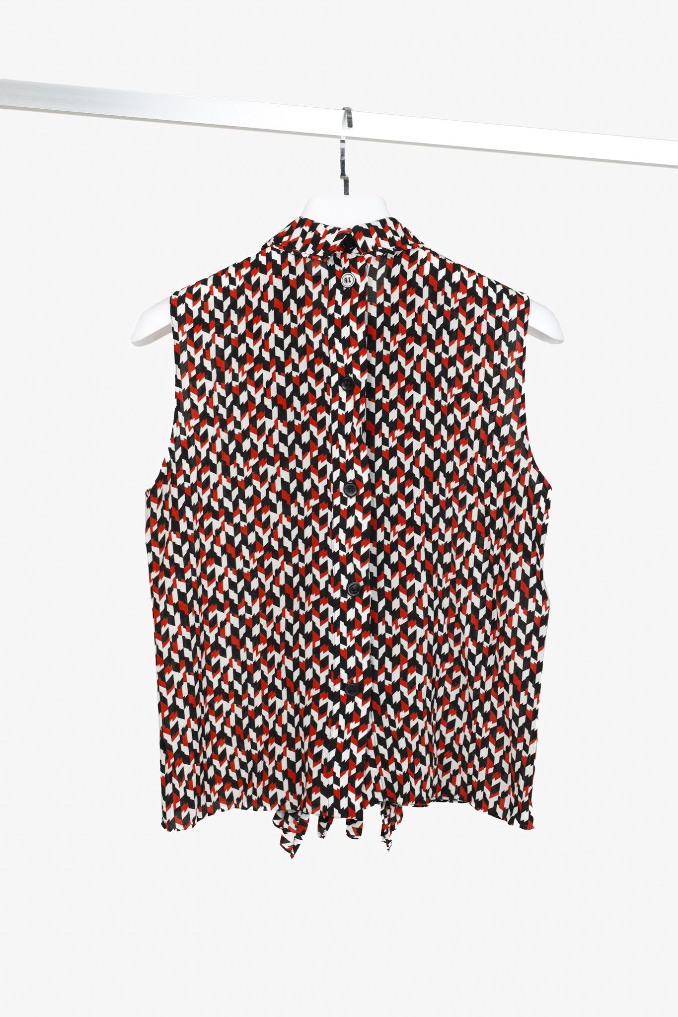 Marni Marni Red Black Geometric Silk Ruffle Blouse Size M / US 6-8 / IT 42-44 - 2 Thumbnail