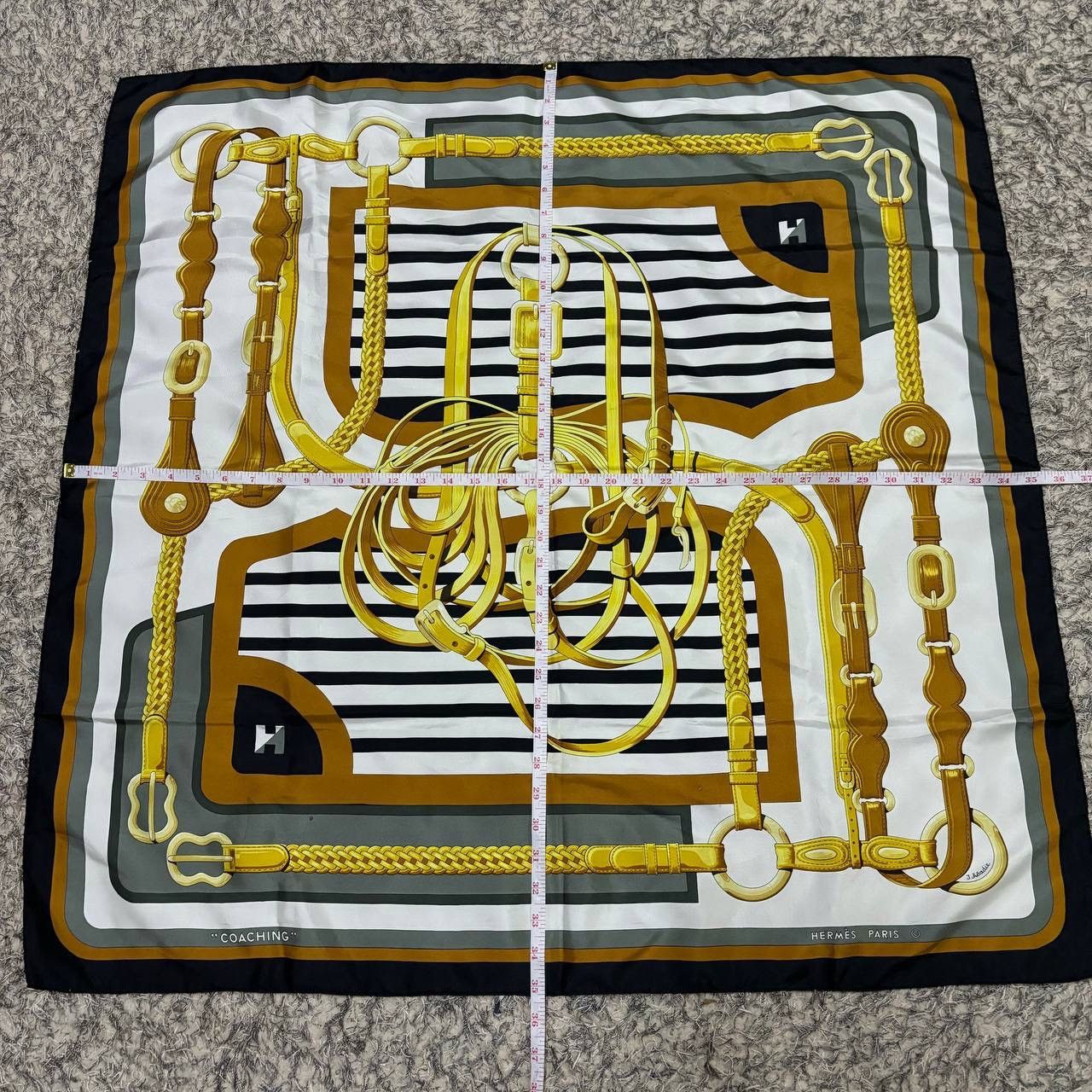 Hermes Hermes Coaching Scarf 90cm J. Abadie Navy Silk Vintage 1976 Size ONE SIZE - 8 Thumbnail